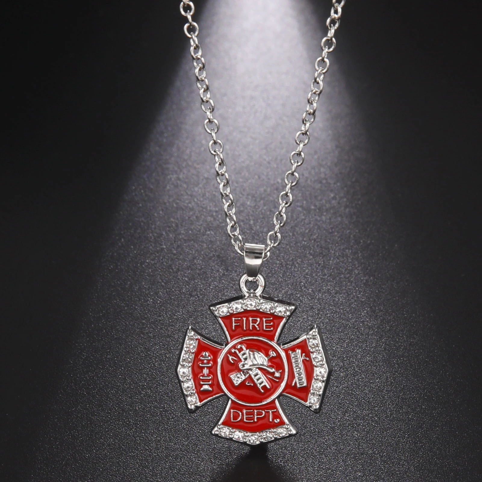 Fishhook Collar con alarma de fuego para hombre y mujer, cadena roja segura  de bombero, regalo de bisel para hombre y mujer, cristal esmaltado, joyería  de circón| | - AliExpress
