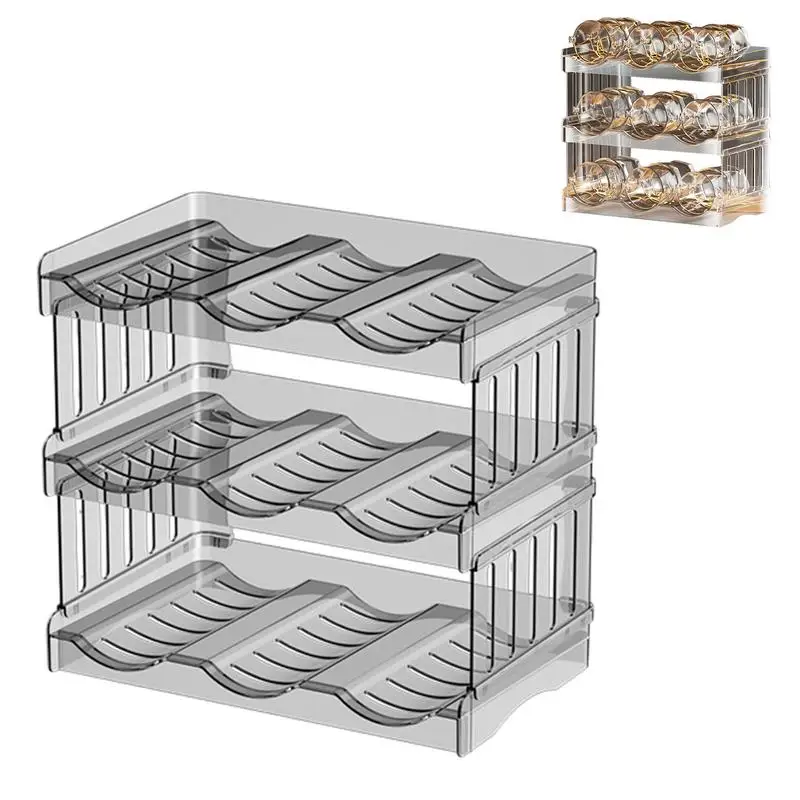 

Universal Water Bottle Storage Rack Transparent 3 Tiers Stackable Holder Water Bottle Storage Organizer Home Cabinet Organizer