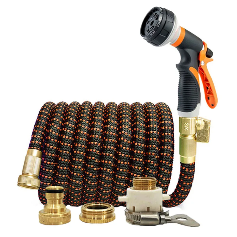 Garden Water Hose Expandable Double Metal Connector High Pressure Pvc Reel Magic Pipes for Farm Irrigation Car Wash | Дом и сад