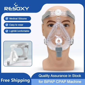 RESOXY CPAP Full Face Mask Auto BiPAP CPAP Mouth Mask Medical Silicon Full Facial Mask With Headgear for Sleep Apnea Snoring