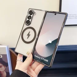 Electroplated Magnetic Shockproof Phone Case with Magsafe Technology for Samsung Galaxy Z Fold3 (Black)