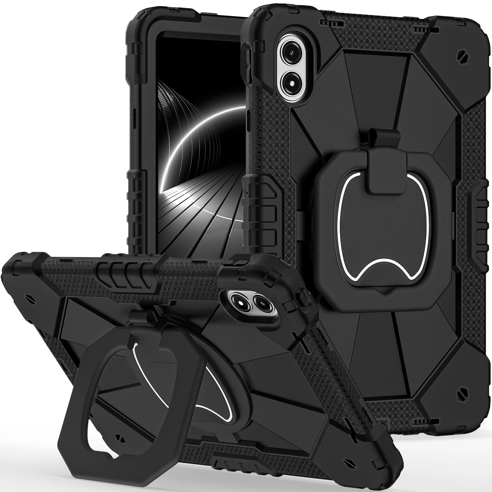 Enhanced Shockproof Tablet Case with Handle Rotation Stand and Hard Cover