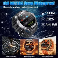 Montre connectée sportive GPS durable pour l'extérieur, modèle 2026, avec GPS intégré, batterie 1000 mAh, étanche 10 ATM, écran AOD 1,75 pouces, montre militaire pour homme 3