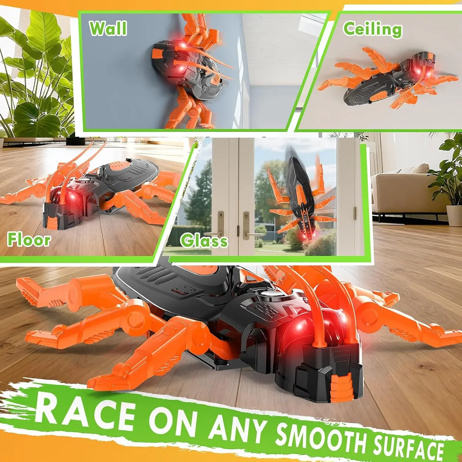 Wall Climbing RC Cockroach Toy, Remote Control Insect with LED Eyes, Realistic Crawling, Climbs Glass Walls, Prank Gift for Kids