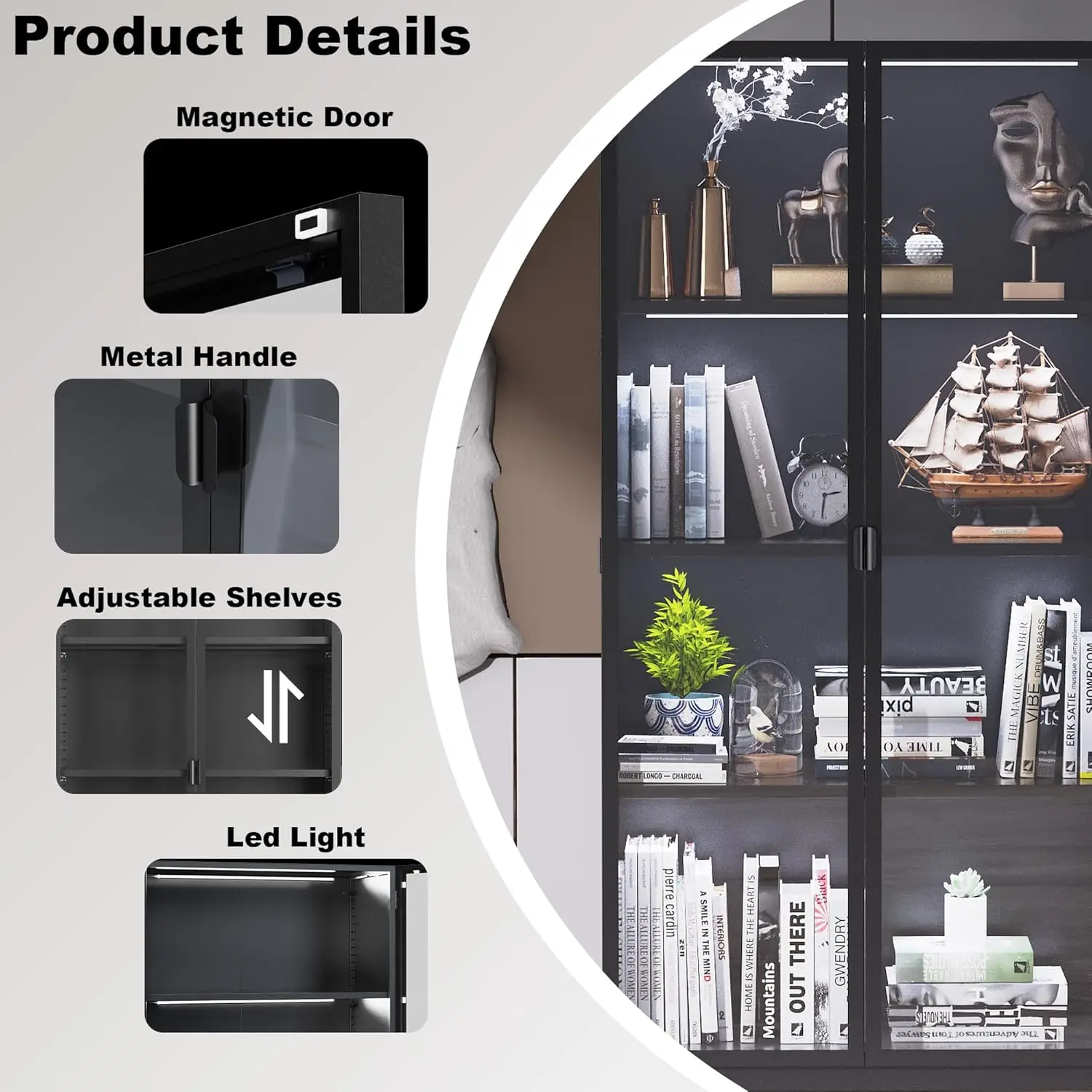 63" Tall LED Glass Display Cabinet 5