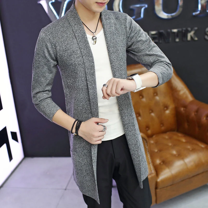 Autumn Winter Casual Fashion Cardigan Sweater Homme Solid Color Knitting Coat Hombre Top Male All-match Outwear Men's Clothing 3
