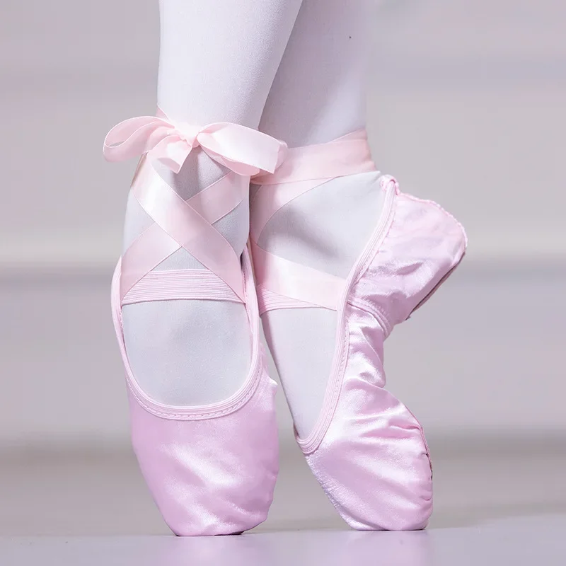 Professional Ballet Pointe Shoes Girls Women Ladies Satin Ballet Shoes With Ribbons Children Yogas Dancing Shoes 5