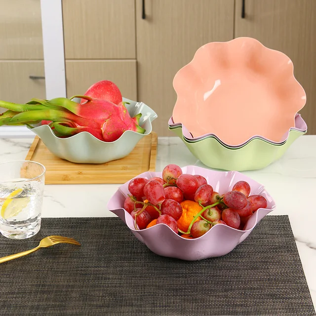 3PCS Plastic Fruit Bowl Multi-Function Fruit Stroage Plate Dessert Tray  Snack Dish Flower Shape Candy Dish Storage Tableware - AliExpress