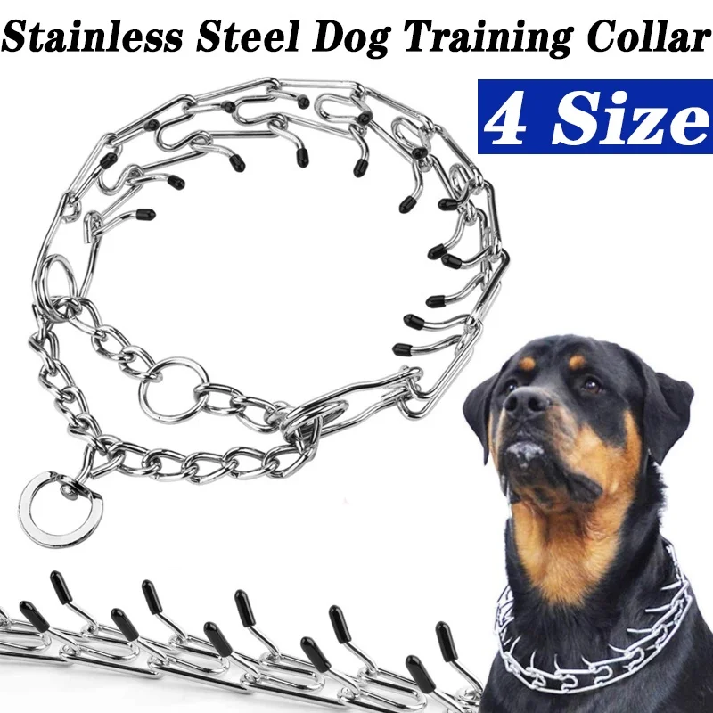 Adjustable Dog Training Collar with Protective Rubber-Tipped Prongs