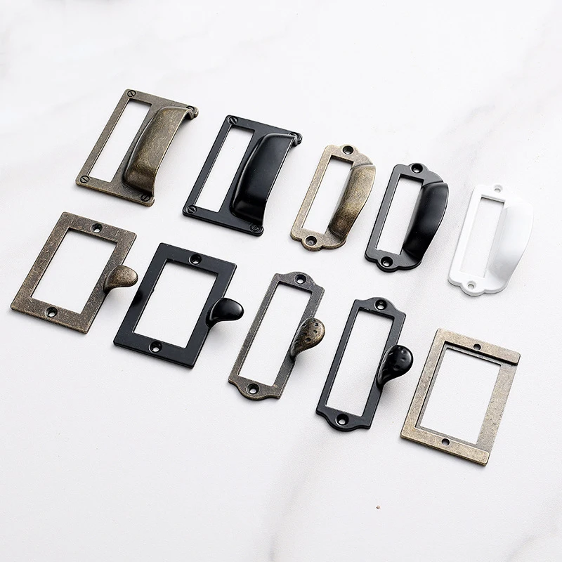 Retro Office Library Drawer Tag Frame Label Holder Pull File