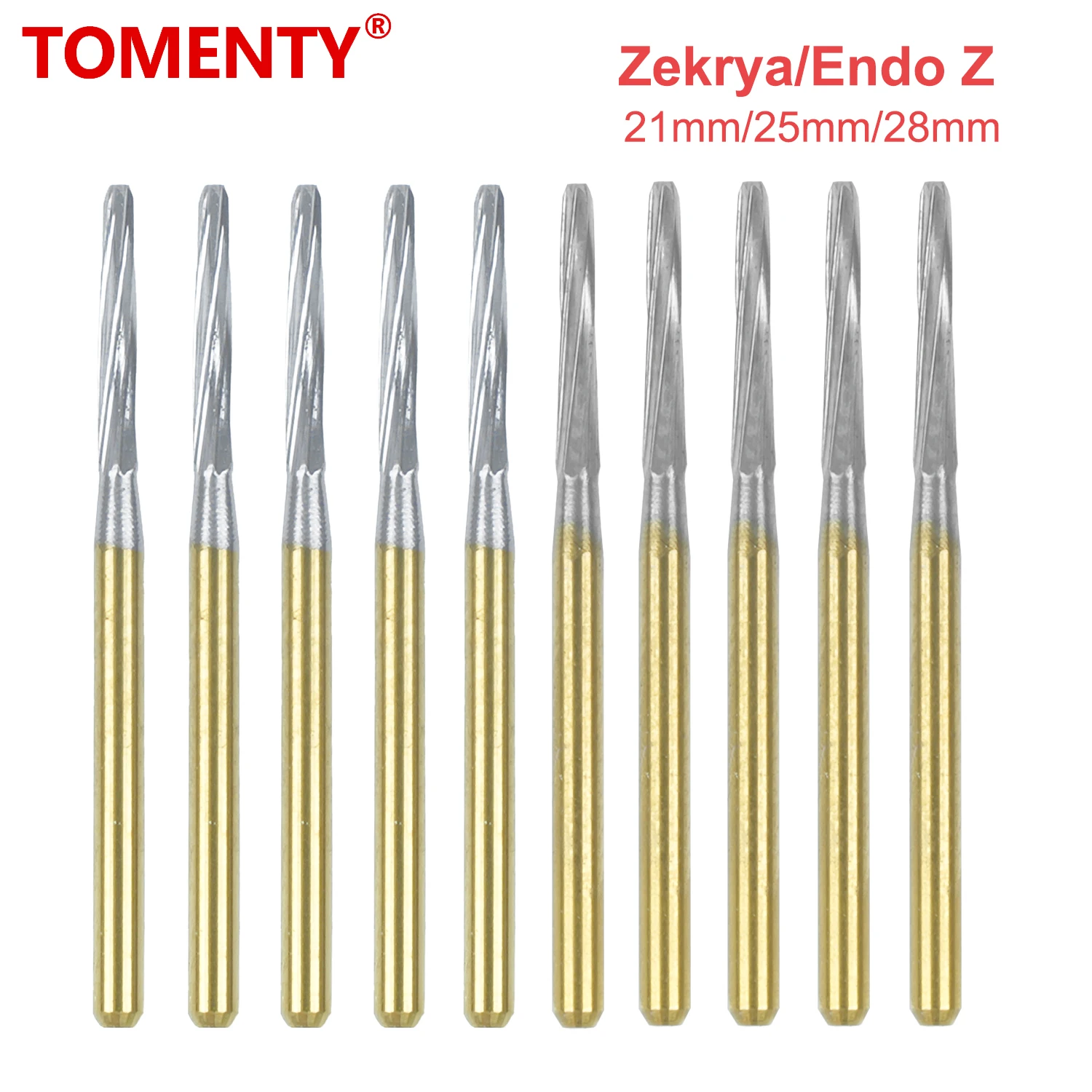 10 Frese Dentali ENDO-Z 25mm In Carburo Di Tungsteno Per Laboratorio - Rifinitura Bordura FG