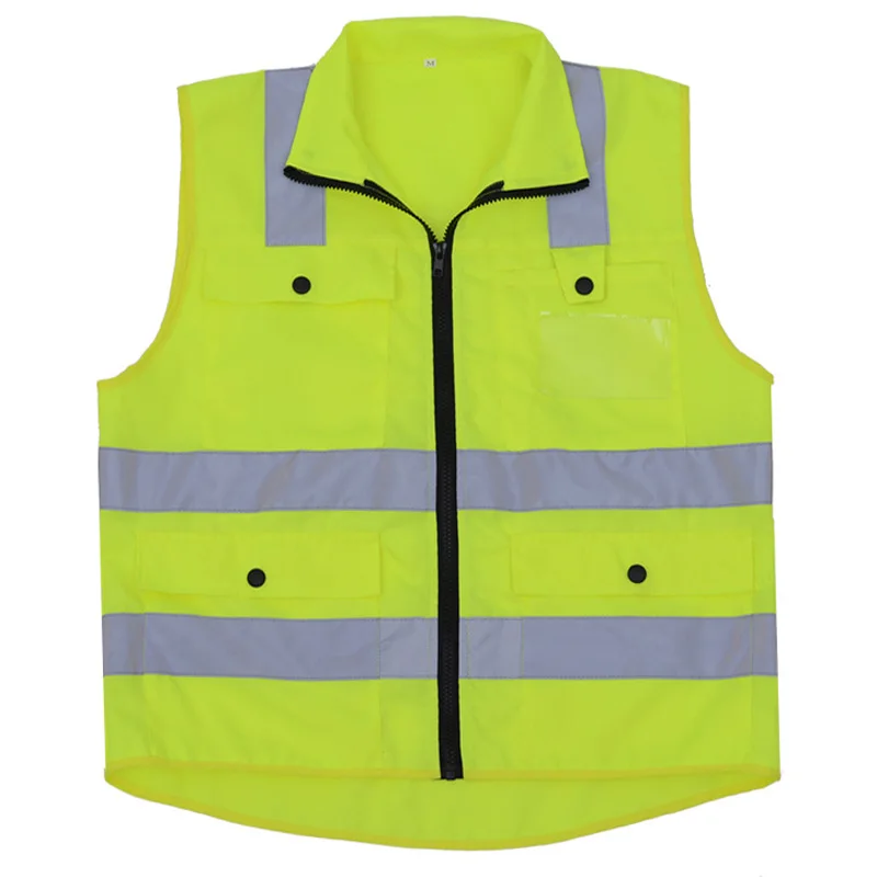 High Visibility Vest with Pockets and Zip Reflective Work Clothes Men high visibility vest