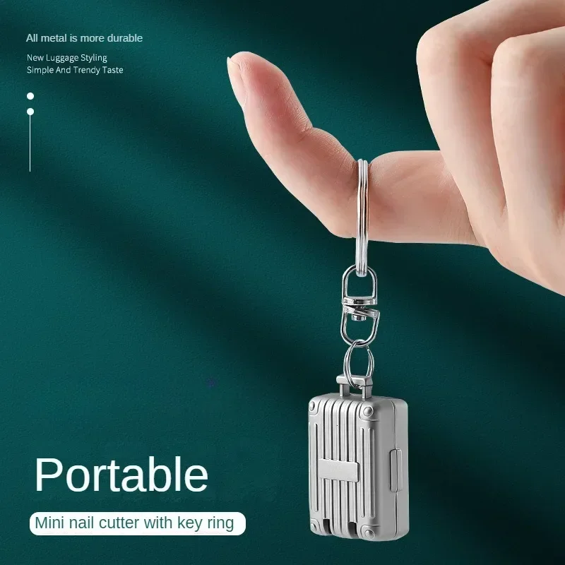Exquisite Luggage Keychain Foldable Nail Cutter Stainless Steel Nail Clippers Rotary Toenail Fingernail Manicure Trimmer