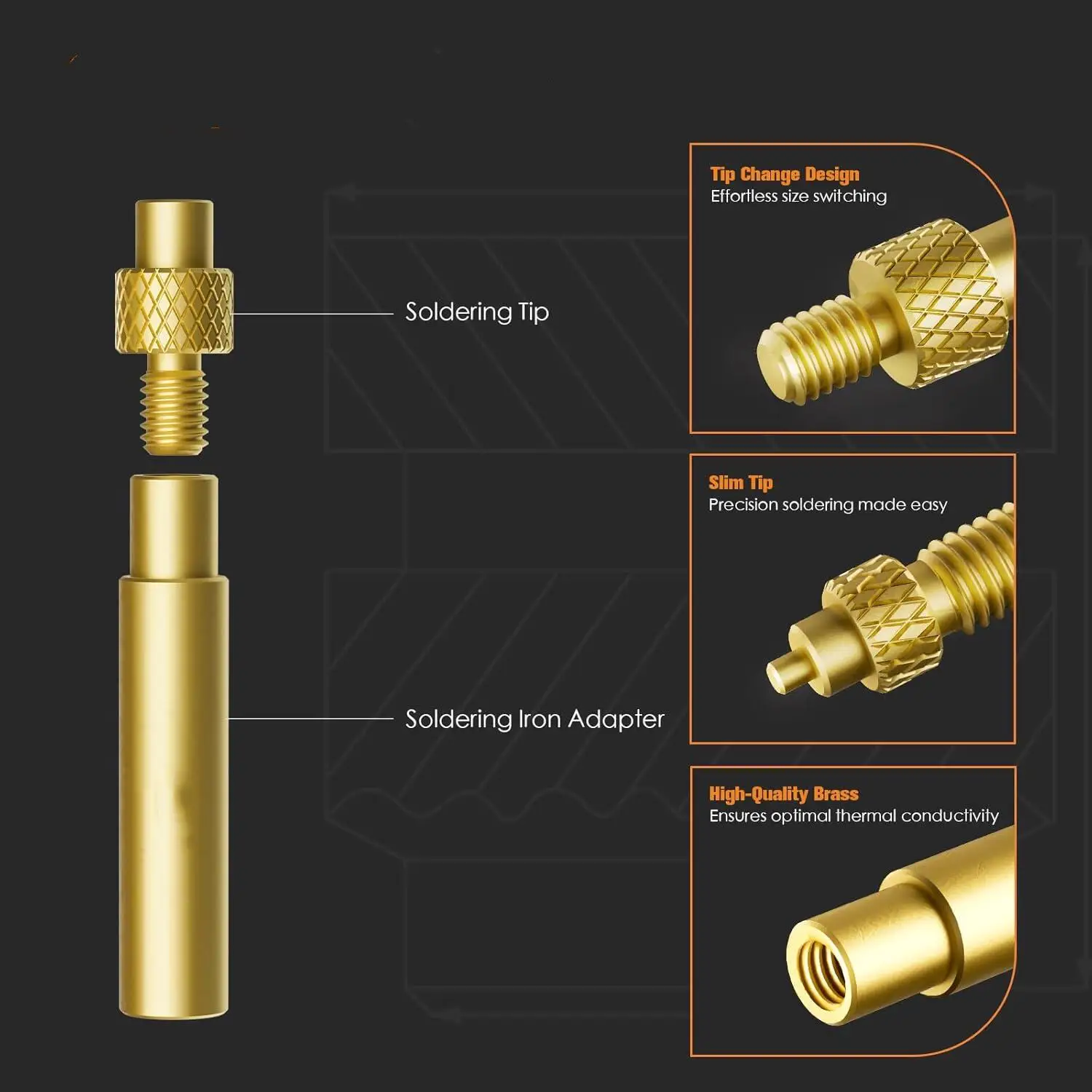 Brass Heat Insert Nut Iron Tips Head M2 M3 M4 M5 M6 M8 Thread Embedded Kit Heat Insertion Tool 3D Printer Soldering Iron