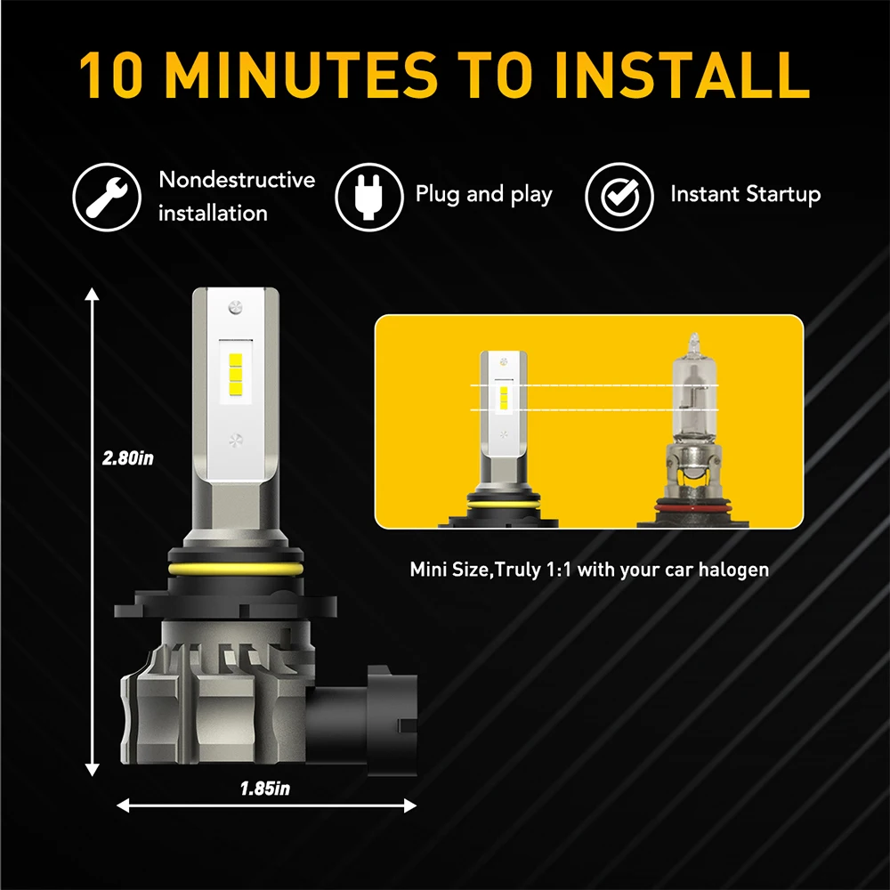 AUXITO 2Pcs H8 H9 H11 LED Fog Light Bulbs Canbus Error Free 12V 6500K 3000K H10 880 5202 LED Fog Lamp Day Driving Running Light