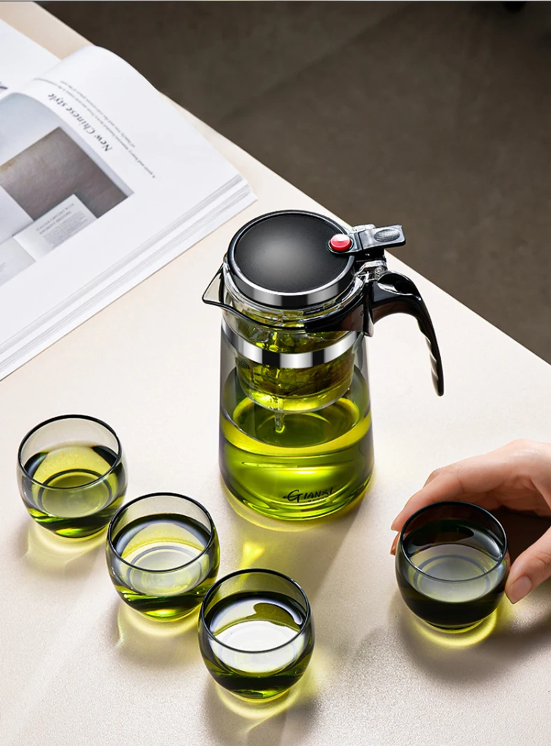 Description Picture 3 of itemGIANXI Tea Pots Heat Resistant Glass Tea Pot Tea Infuser Chinese Tea Set Kettle Coffee Glass Maker Convenient Office Tea Sets