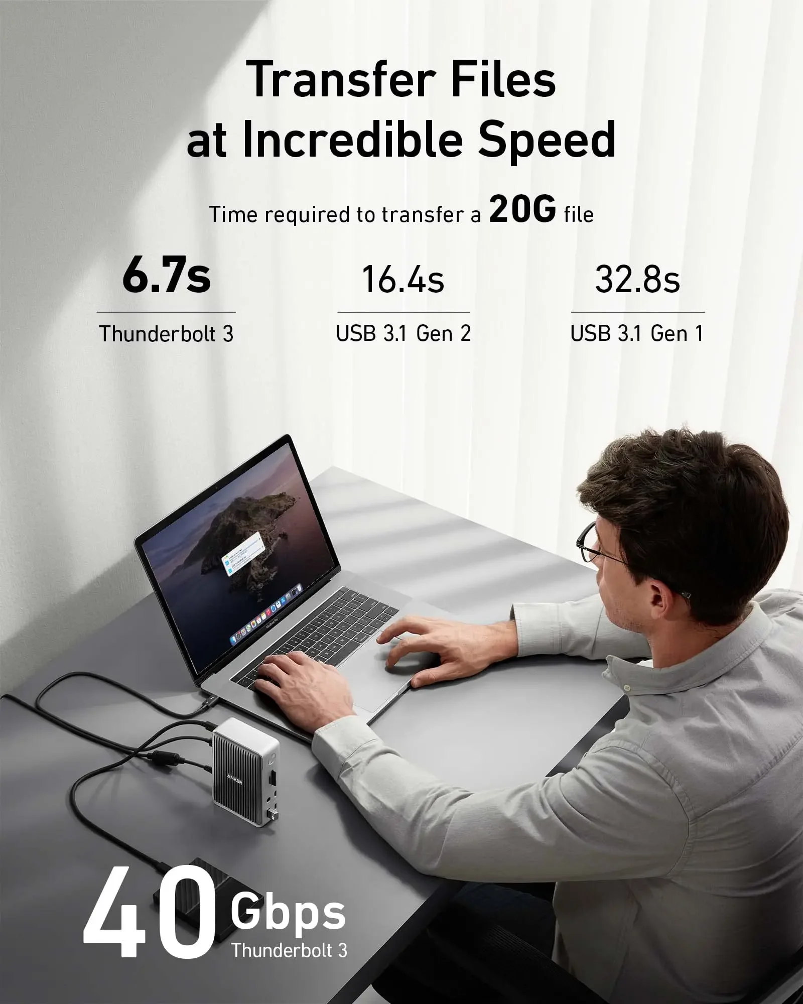 앵커 577 도킹 스테이션 13-in-1, 노트북용 썬더볼트 3 85W 충전, 휴대폰용 18W, 4K 듀얼 디스플레이, 10Gbps USB-C 데이터 전송