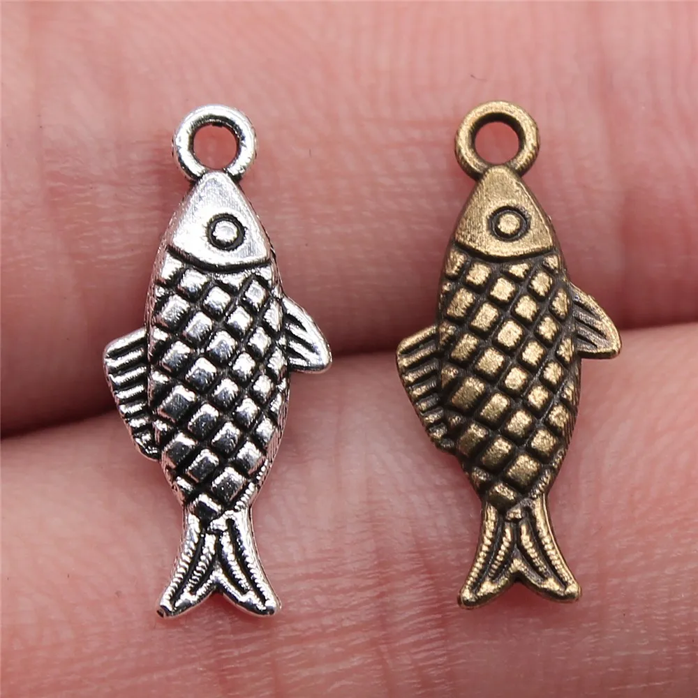 

Wholesale 200pcs/bag 20x8mm Pendant Fish Fish Pendant Charm For Jewelry Making Antique Silver Color Fish Pendants