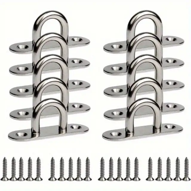 10PCS Stainless Steel M5 Screw Hooks – Heavy-Duty Eyebolt with Loops for Marine Use, Ceiling & Wall Hanging Applications 1