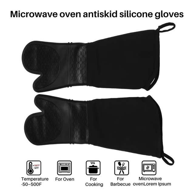 Extra Long Silicone Oven Mitts Heavy Duty Commercial Grade Oven Mitts Heat  Resistant Bbq Gloves With Quilted Cotton Lining 2 Pac - AliExpress