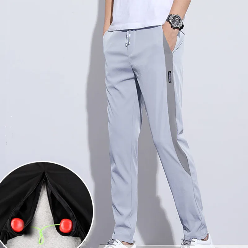 

Men's Sexy Outdoor Sex Pants Trousers Double Zippers Public Secret Dating Open Crotch Spring Summer Thin Male Sexi Long Pants