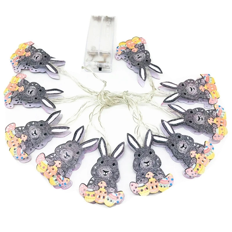 

165cm/300cm Rabbits Shaped String Lights Battery Operated Fairy Light for Easter Decorations Room Home Indoor Upstairs A0KE