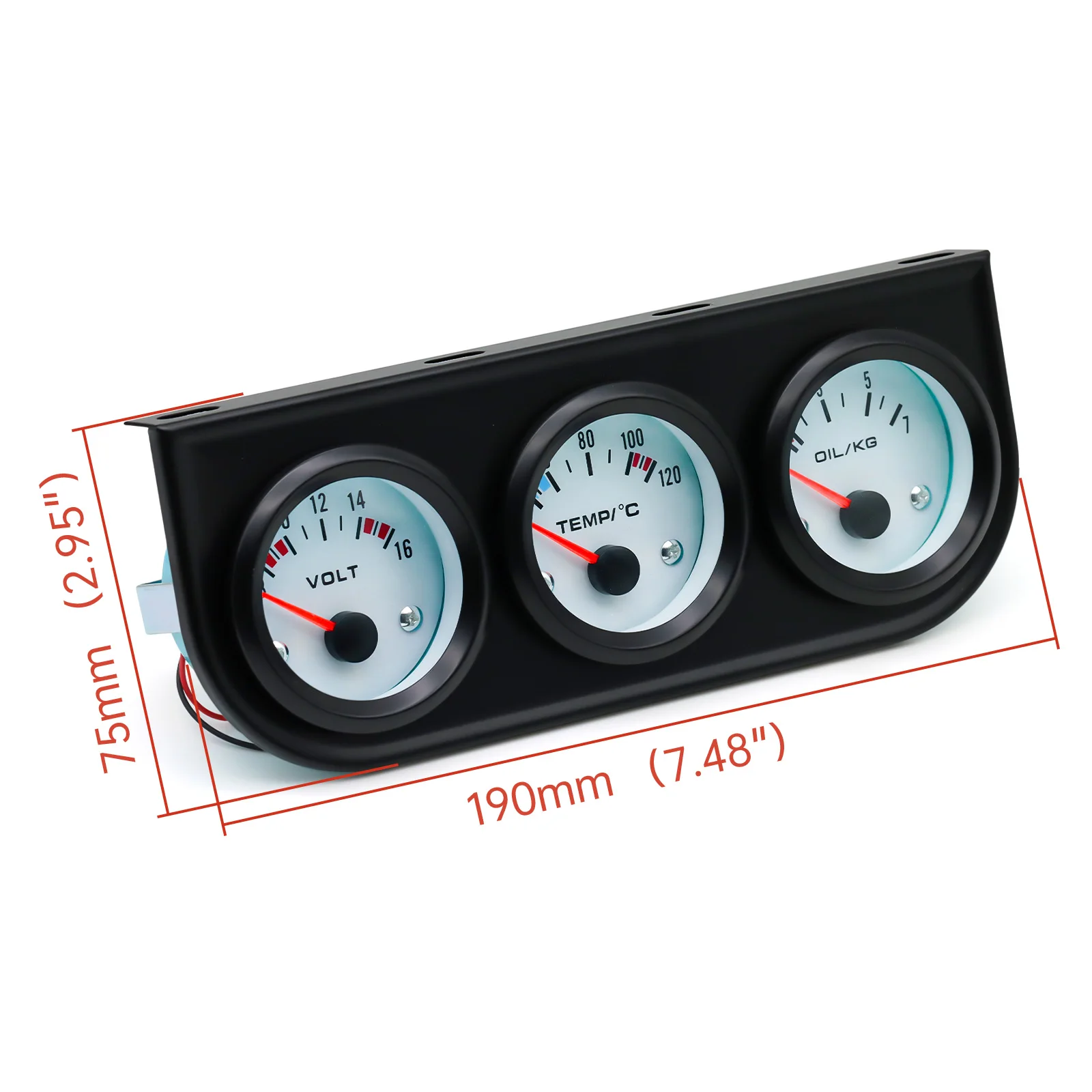 Kit de Medidores Triples de 52MM para Panel de Instrumentos, Presión de Aceite, Voltaje y Temperatura del Agua, con Sensor de Temperatura del Aceite, para Todo Tipo de Vehículos 2