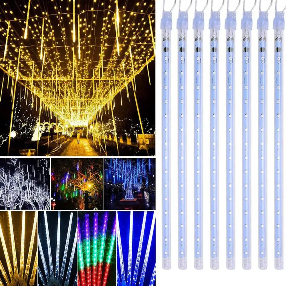 

30/50cm Led Meteor Shower Garland Holiday Light Outdoor Garden Eu Festoon Fairy Waterproof Street Plug Lights Decor E7x3