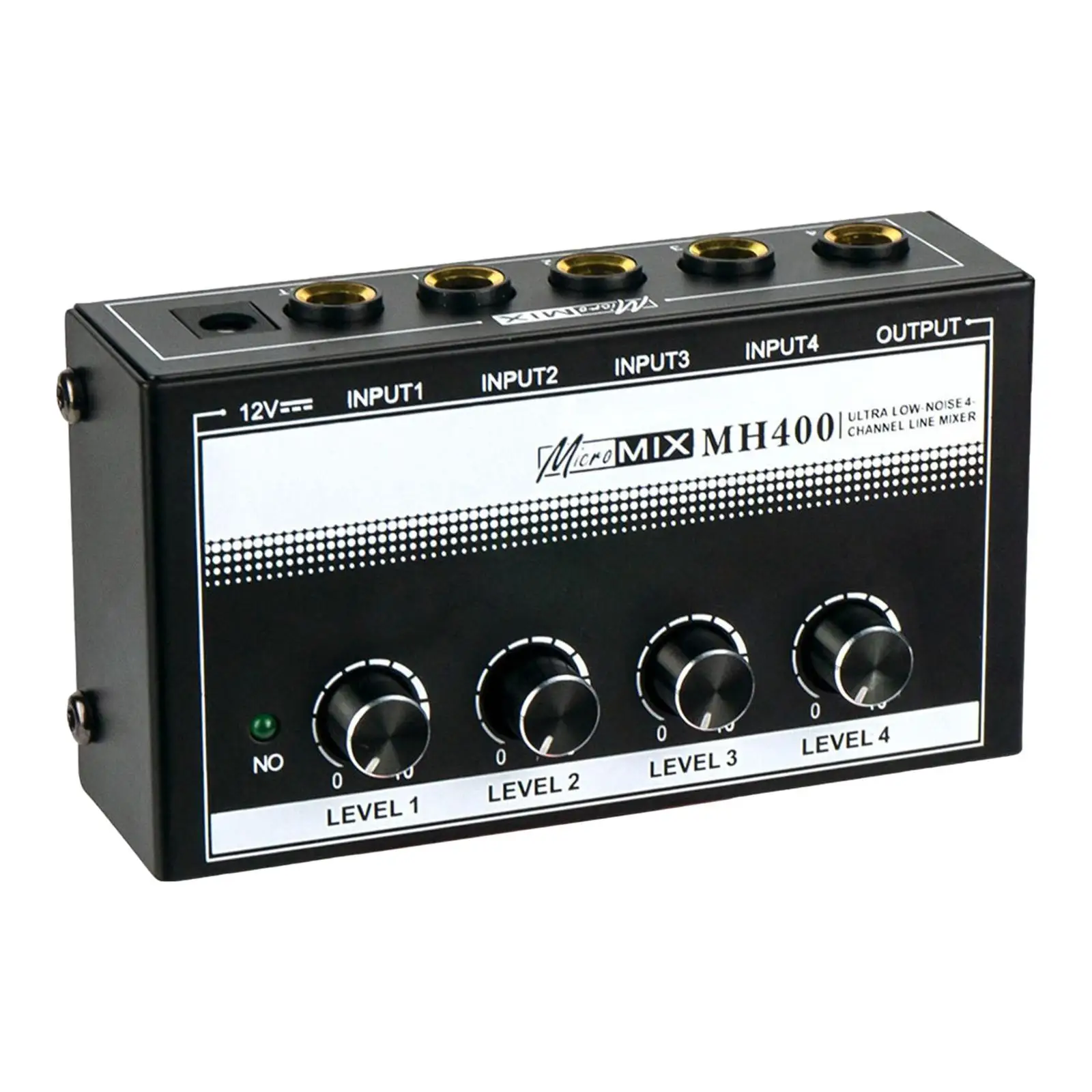 Professional 4-Channel Audio Mixer for Microphones and Instruments - Black