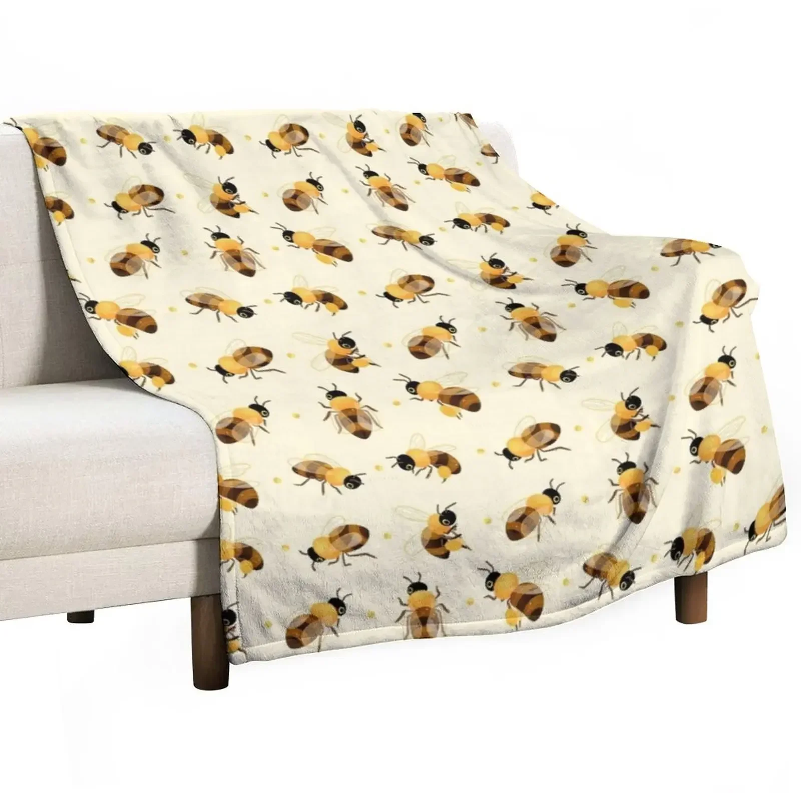 

Honey bees Throw Blanket Hairy Multi-Purpose Cute Plaid Furrys Blankets
