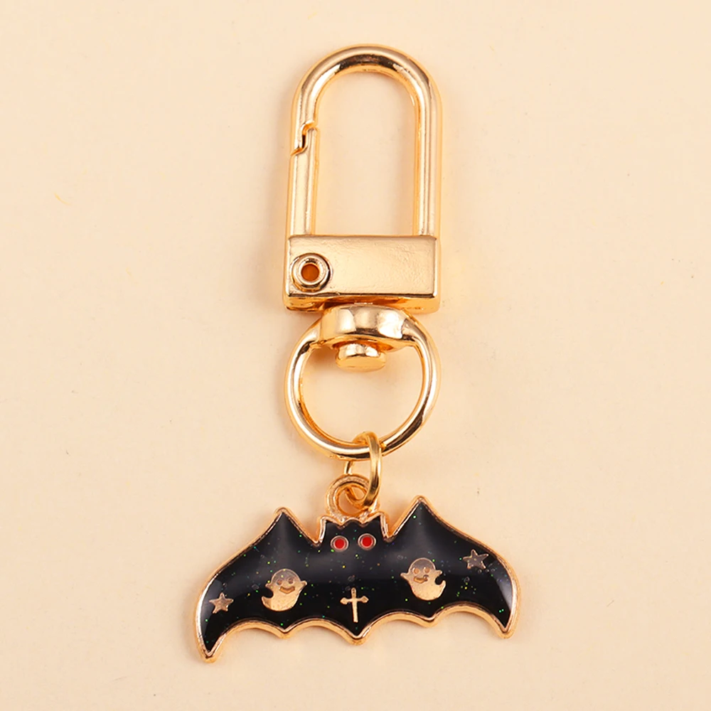 Cartoon Emaille Halloween Schlüssel bund lustige Geist Fledermaus Katze Anhänger Schlüssel ringe für Frauen Männer handgemachte Party Geschenk Schmuck Zubehör – Detail 4