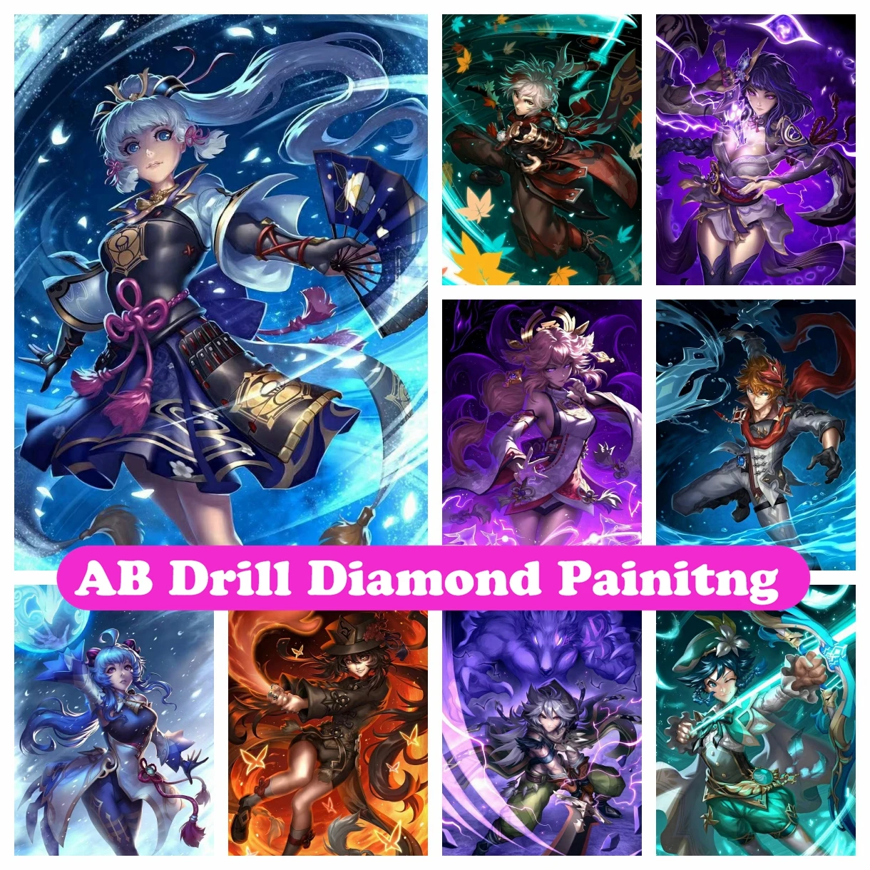 

Anime Game Genshin Impact AB Diamond Painting Full Drill 5D DIY Diamond Art Mosaic Embroidery Cross Stitch Kit Home Decor Gift