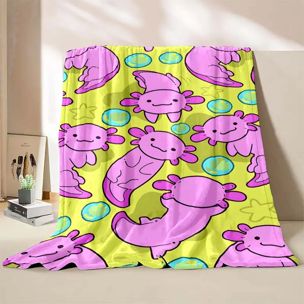 6 Sizes Cute Axolotl Printed Blanket Warm Soft and Comfortable Home Travel Blanket Sofa Bedding Cover Blanket Kids Gamer Gift 3