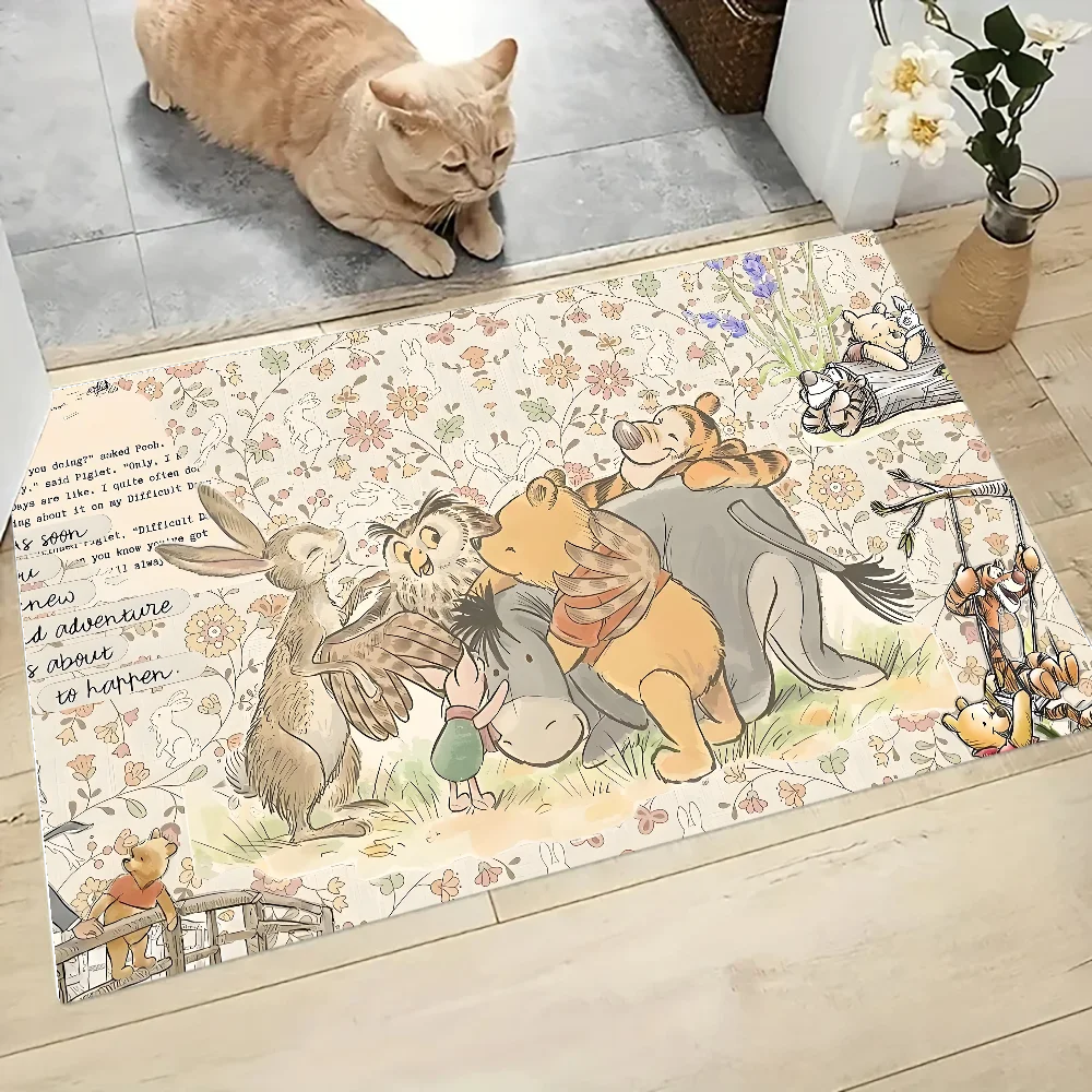 W-Winnie The Pooh Floor Mat Graphic Printed Flannel Doormats For Bathroom Kitchen Entrance Carpet Home Decor 6