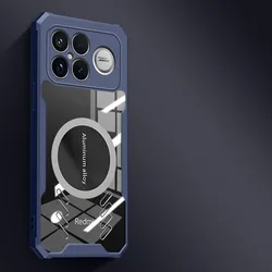 Graphene Heat Dissipation Shockproof Phone Case with Airbags and Magnetic Holder for Poco F8 Ultra (Blue)