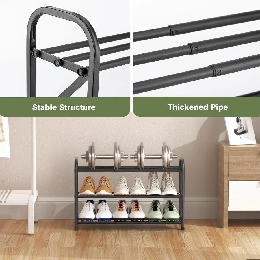 3Tier Shoe Rack for Closet 1633 Expandable ShoeRackAdjustable for Entryway Closet Doorway SturdyMetal Black