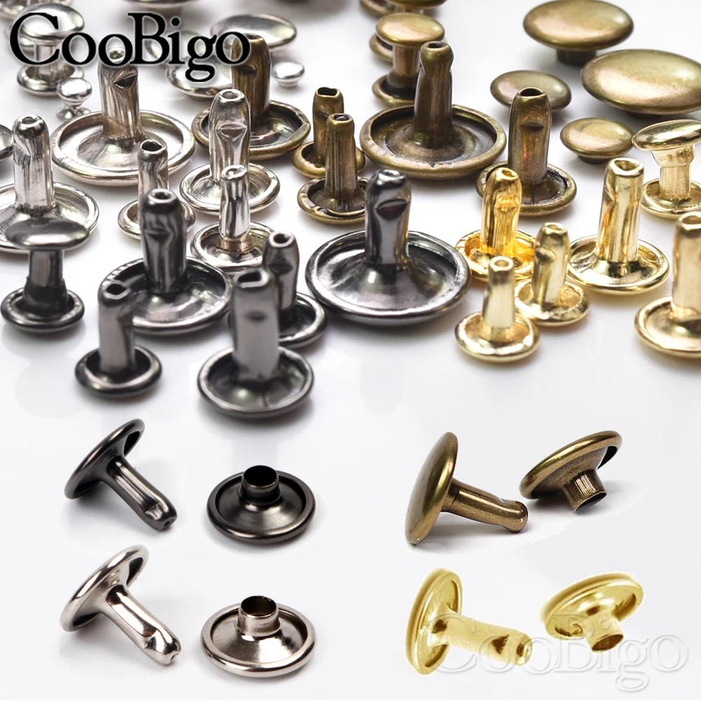 100pcs/set Metal Double Cap Rivets Stud Rivet Collision Nail Spike Leather Craft Repair DIY Accessory 3mm 6mm 7mm 8mm 10mm 12mm