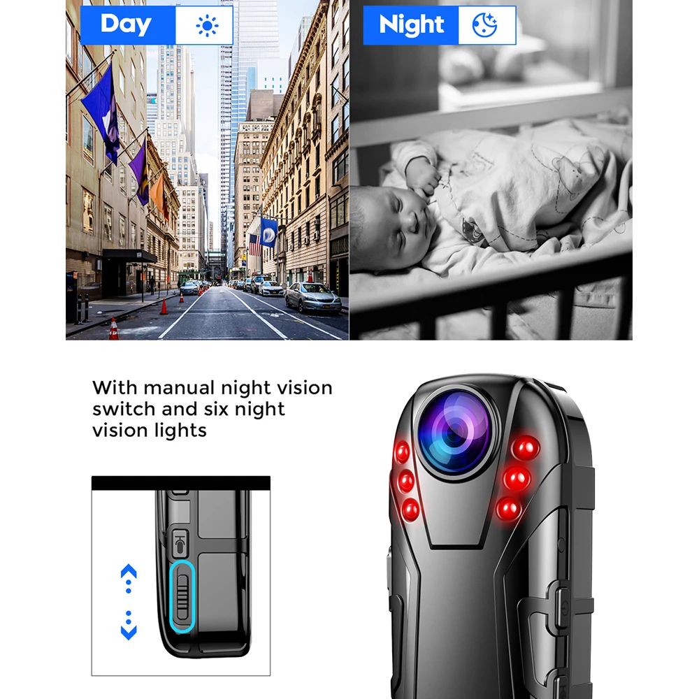 Outdoor Carry Mini Câmera Visão Noturna Infravermelha 1080p Full hd Dash Cam Filmadora de Vídeo Policial 125 ° Super Wide Angle Boblov-l02 - Image 2