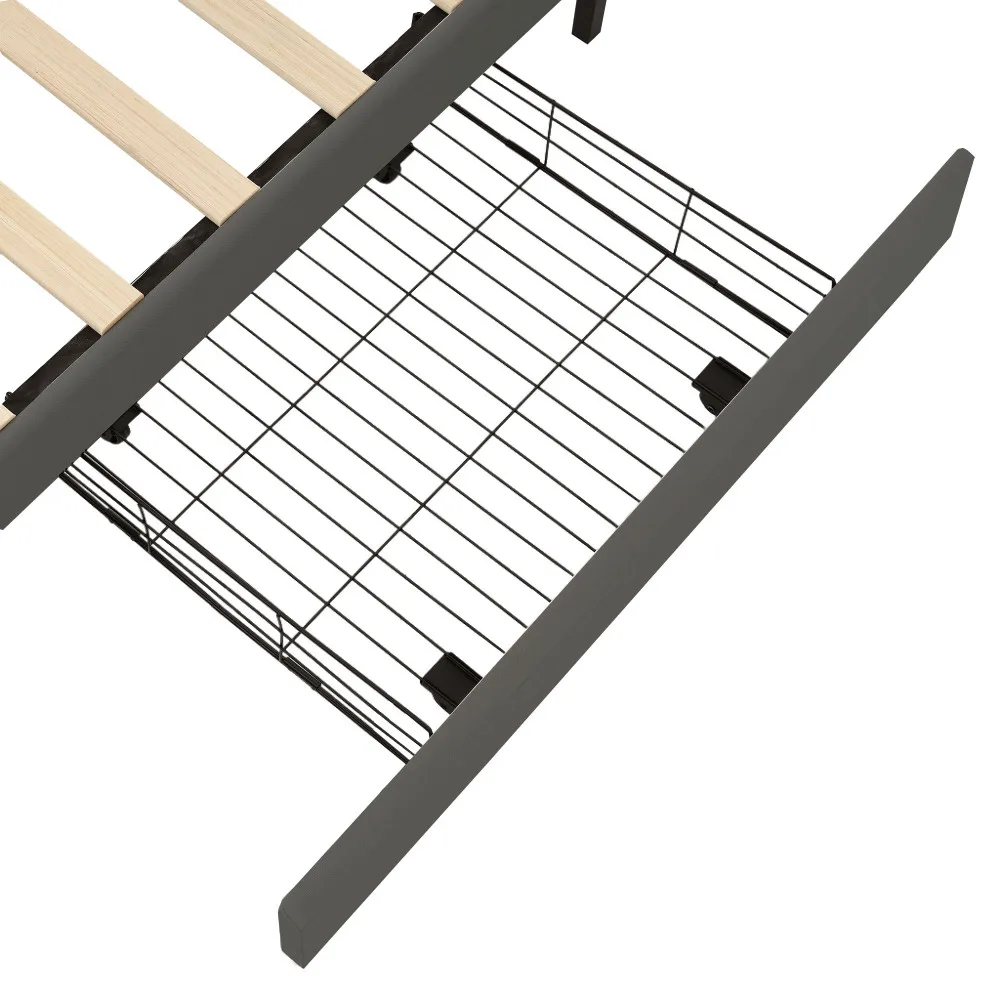 PINGGO Doppelbett mit 4 Schubladen & USB-C-Anschluss, Polsterbett 140x200cm, Höhenverstellbares Kopfteil, Holzlattenrost – Detail 33