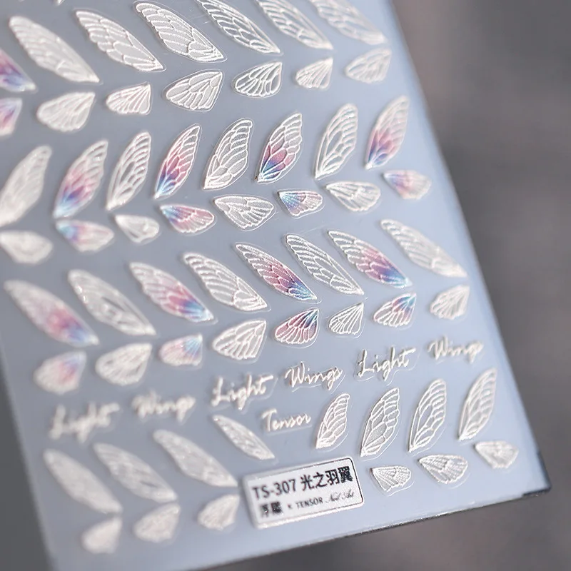 

[Meow.Sensei] Japanese Relief Nail Sticker Pro Frosted Thin Transparent Three-Dimensional Relief Stickers Light Wings Ts307