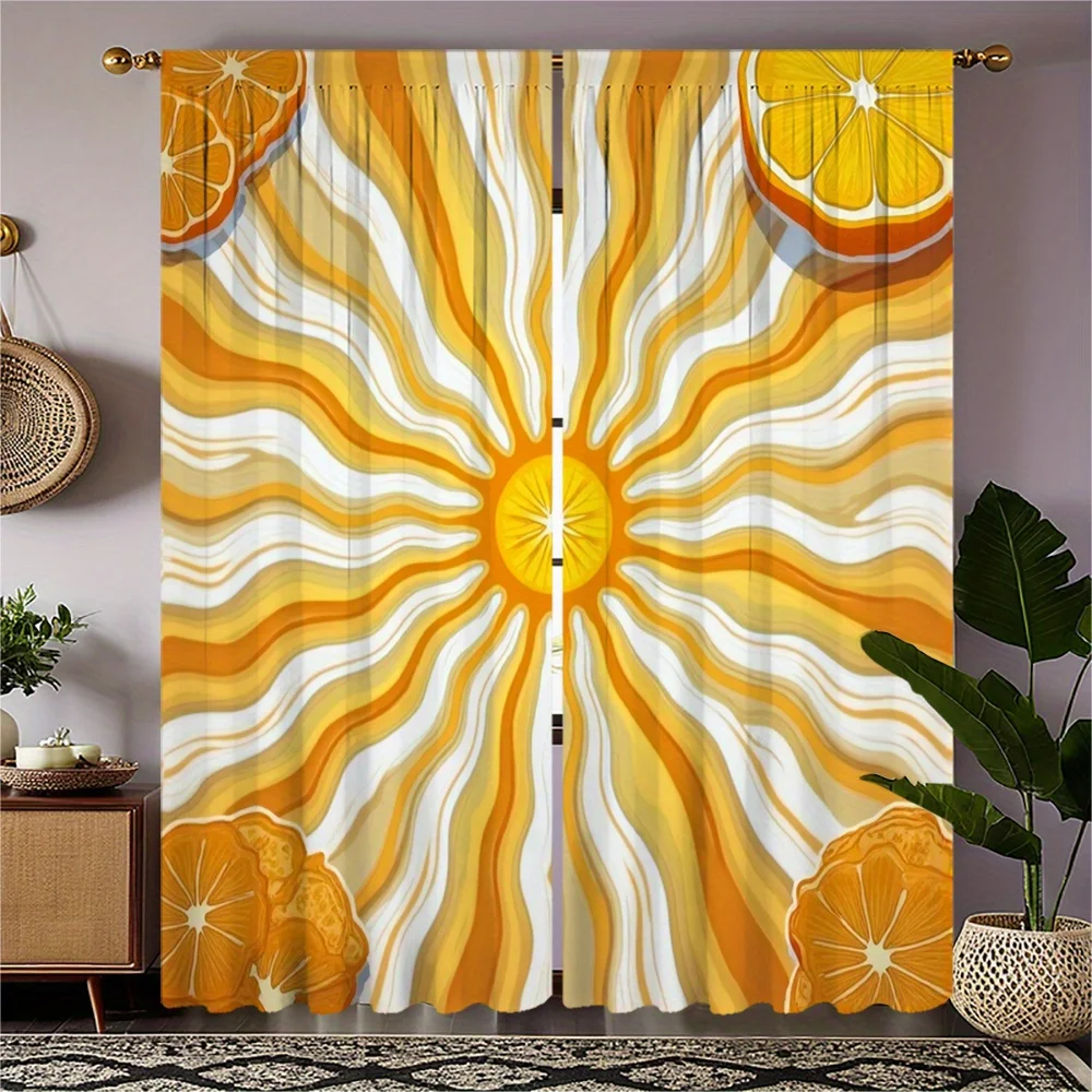 ผ้าม่าน 2 ชิ้น - ผ้าม่านหน้าต่างกึ่งโปร่งแสงพร้อมช่องใส่ราวม่าน ดีไซน์ไร้สายสำหรับห้องนั่งเล่น ห้องนอน ห้องครัว - ซักด้วยเครื่องได้ 1