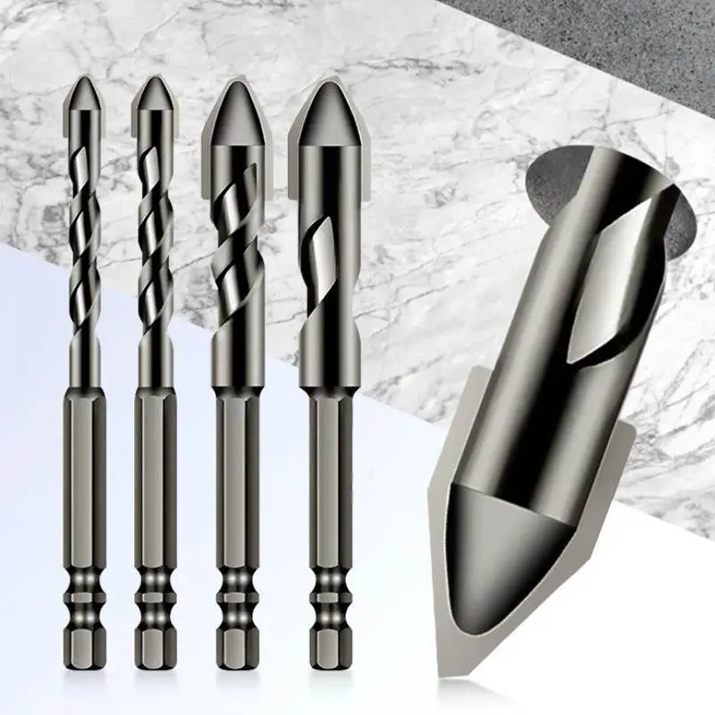 

4PCS High Hardness Eccentric Drill Precision Drilling set 6/8/10/12mm Glass Tile Ceramic Punching Rock Slab Triangle Drill Bit