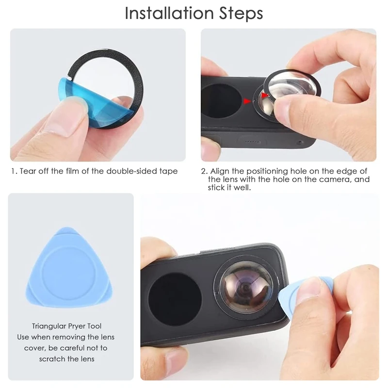 렌즈 가드 카메라 바디 스티커 보호대 커버 키트, 렌즈 캡, Insta 360 ONE X2 용 접착제 포함