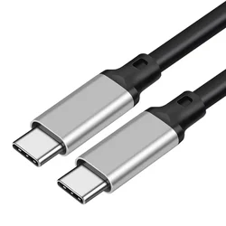 Ultra - Durable Type C to Type C 100W Fast Charge Data Cable - Multiple Length Options - 0.2m (Silver)