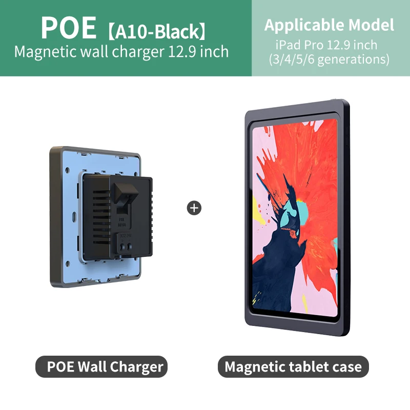 POE Wall Mount Fast Charger Tablet Magnetic Holder Support iPad stand Case  for iPad mini 6th Gen/iPad Pro 11 12.9 Power 18W