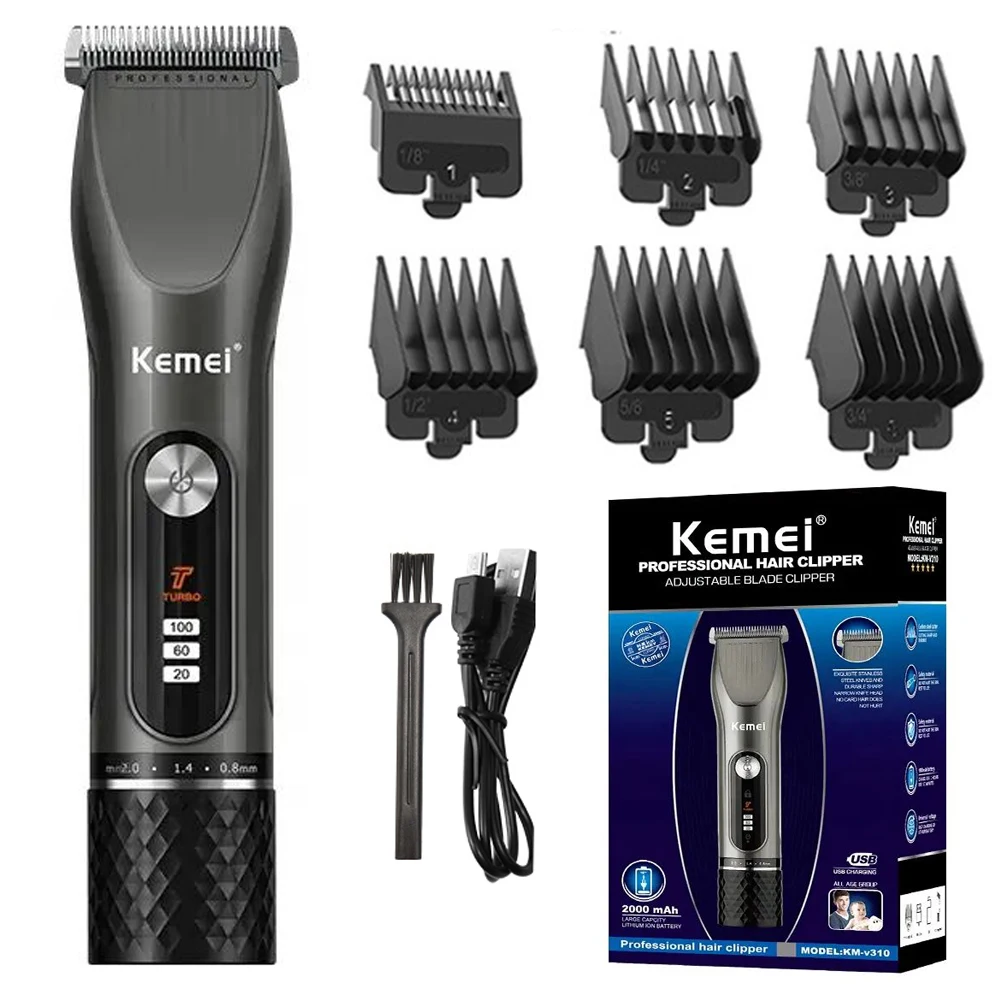 цена Kemei adjustable hair trimmer wireless hair trimmer electric barber display led trimmer for man based KM-V310