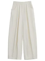 CHIC VEN Women White Pants Solid Casual Elastic Waist High Waisted Pleated Wide Leg Female Trousers  Fold Summer 2025 Clothing - Image 5