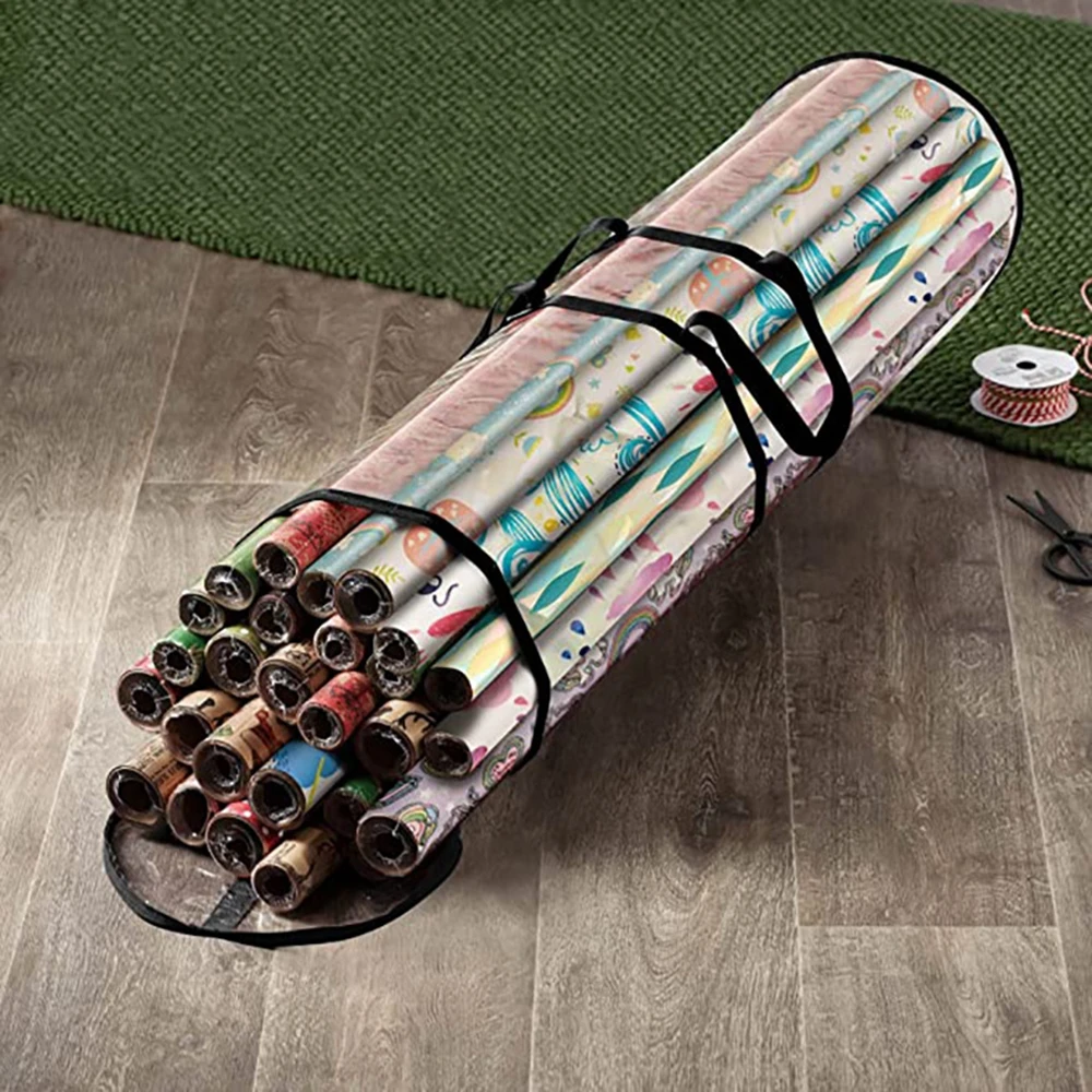 14-20 100cm Long Rolls Waterproof Christmas Cylinder Gift Wrap Storage Clear Bag Wrapping Paper Storage Bag Organizer gift wrapping organizer