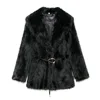Zach Ailsa Women's Belt Decoration Collar Solid Color Medium Long Coat Autumn/Winter New Long Sleeve Loose Coat 2