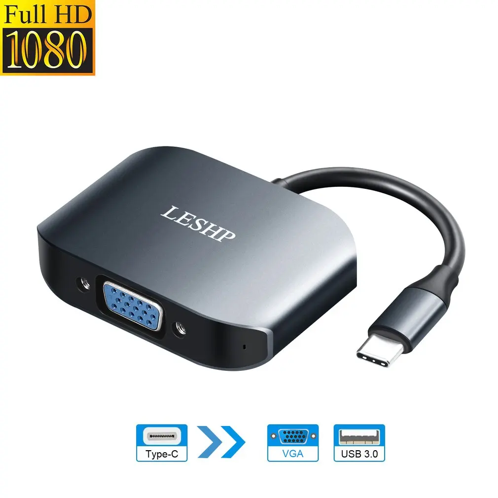 

Адаптер для кабеля-конвертера USB 3,0 и USB 2,0 и VGA, адаптер типа C из алюминиевого сплава для устройств типа C UC28